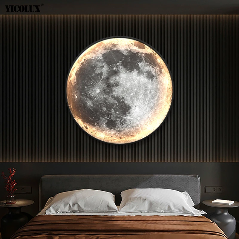 Lámparas de pared LED modernas con diseño de Luna, iluminación de luces de la Villa, atenuación remota, para estudio, sala de estar, dormitorio,