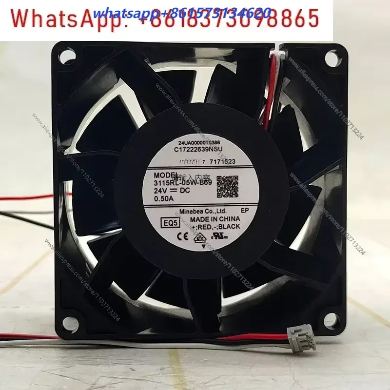 3115RL-05W-B69 24V 0.5A 80x38mm DC Cooling Fan for Inverter
