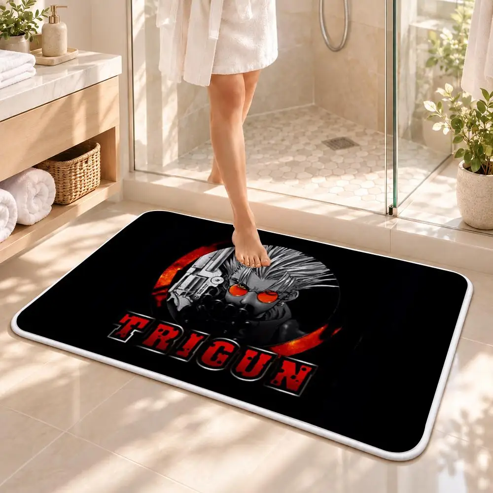 Cool Anime T-Trigun Floor Mat Flannel Rug Soft Non Slip Door Mat for  Bedroom Living Room Entryway Home Decor Gift