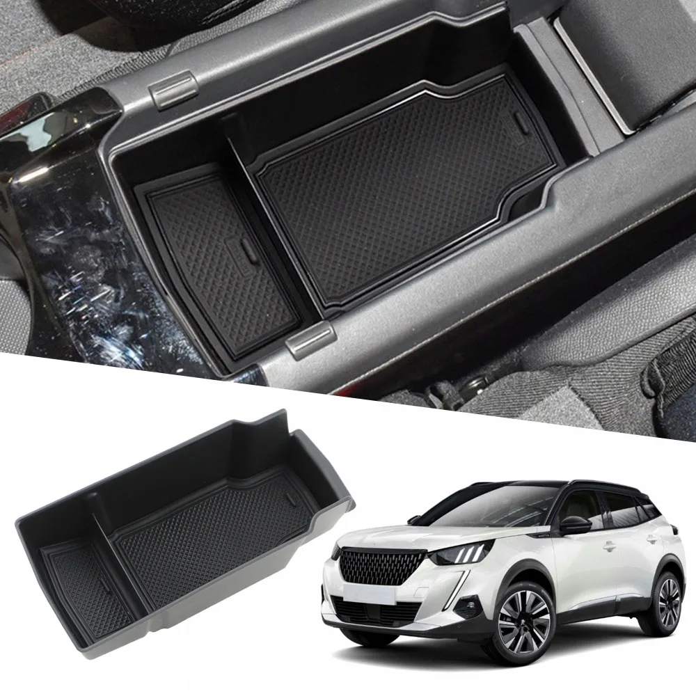 For Peugeot 2008 208 II 2019 2020 2021 2022 2023 2024 Armrest Storage Box Tray Central Container Holder Organizer Accessories