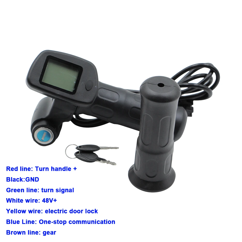 36V-48V Universal LCD Dashboard Twist Throttle Grip Ignition Lock Suitable for Electric Scooter Bicycle Modification Accessories
