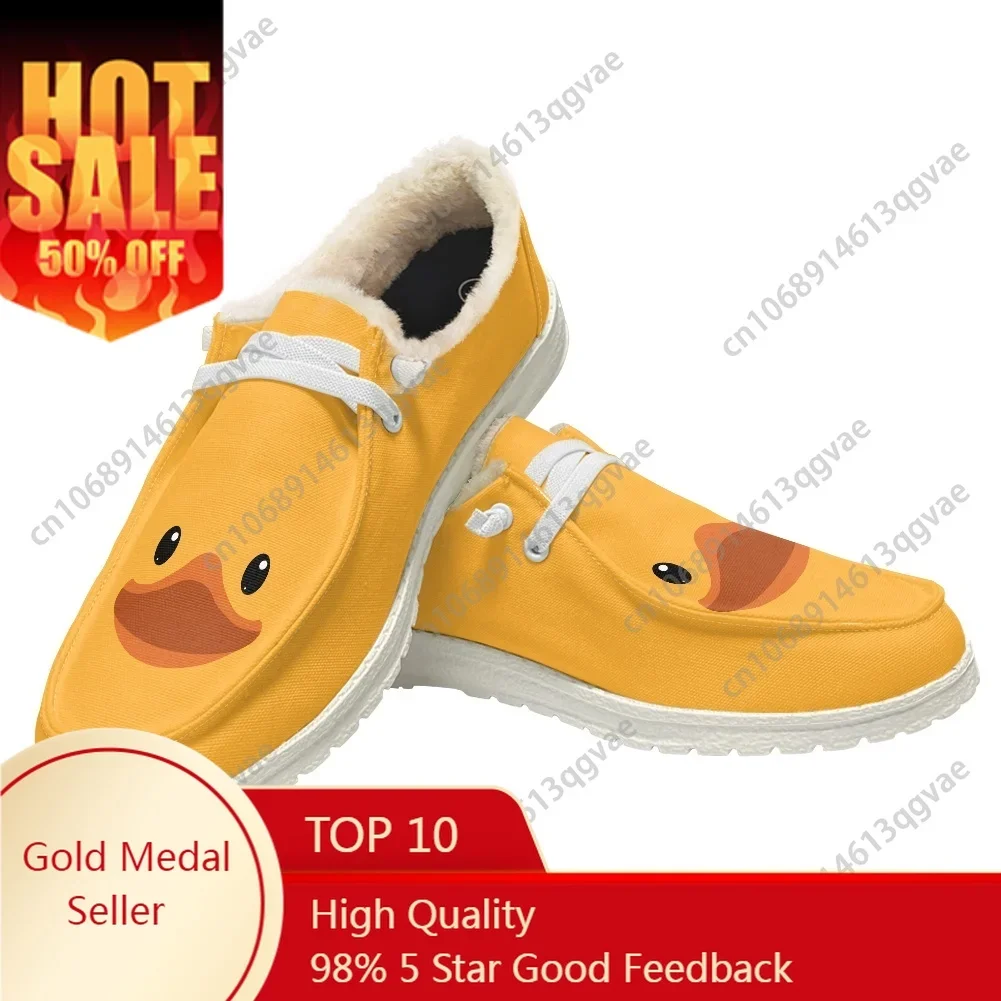 

Yellow Duck Pattern Casual Shoes Plush Flat Shoe Men Woman Breathable Casual Indoor Outdoor Light Footwear Couple Custom Shoe