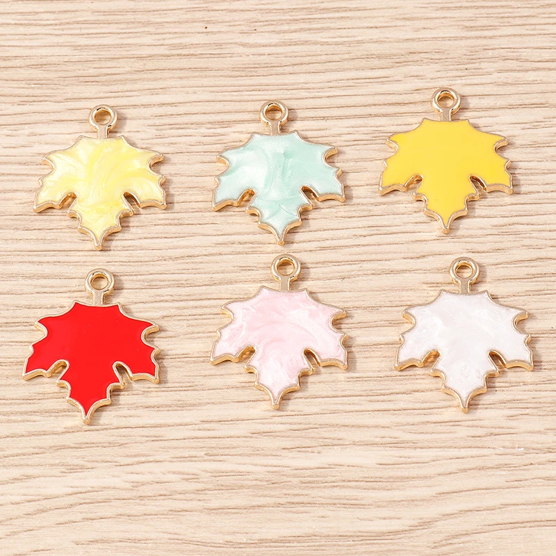 10pcs 18x22mm Cute Colorful Plant Maple Leaf Charms Pendants for Jewelry Making Earrings Necklaces DIY Handmade Crafts Supplies