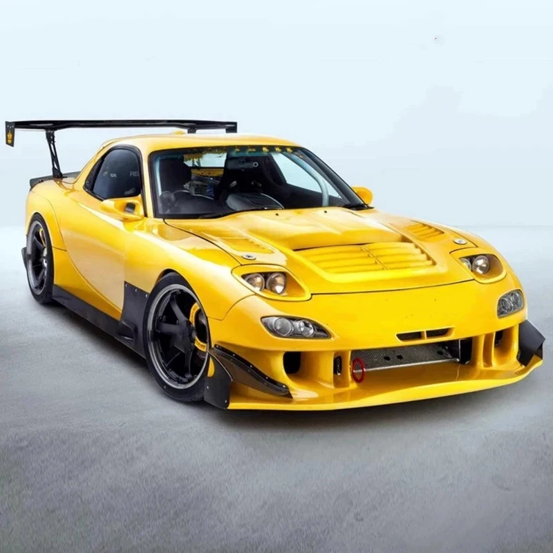 Factory Hot Sale Unpainted Rin Bumper Carbon Fiber Front Lip Bottom Grill Fog Lamp Frame Assembly RX Car Modifiion Acc