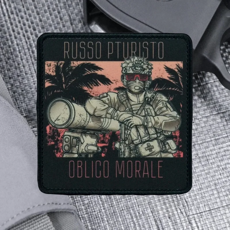 Russo Pturisto Emblem Tactical Morale Badge Printed Patch Hook and Loop Military Backpack Decorative Sticker