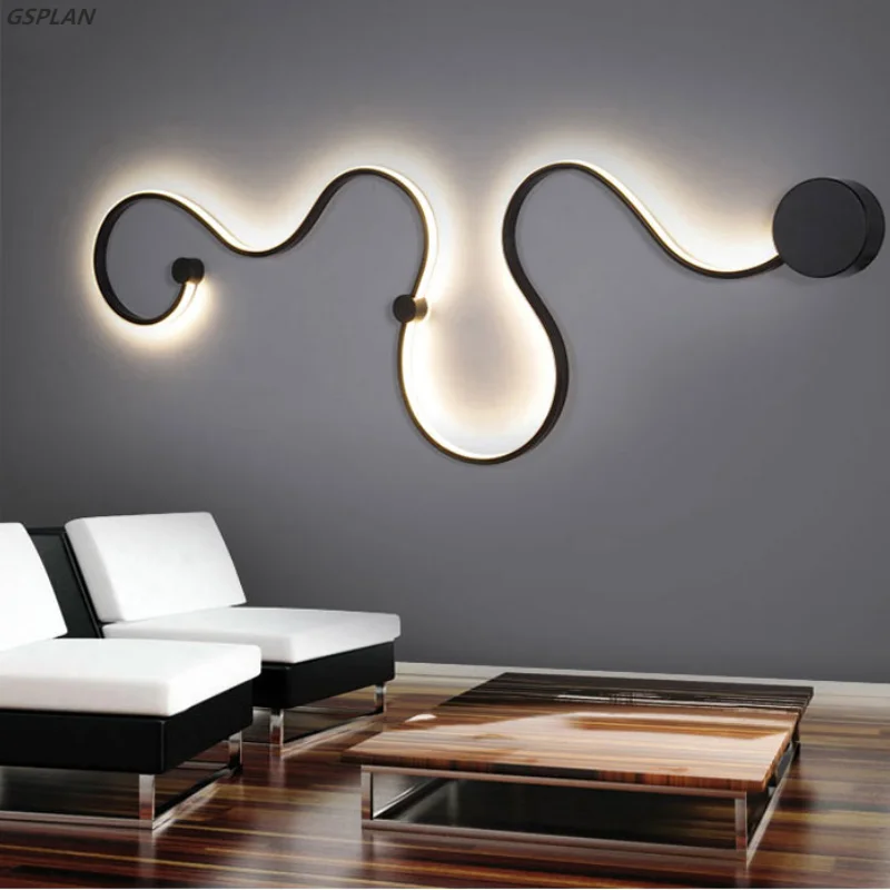 GSPLAN Acryl Huisdecoratie, Wit, Zwart, Ijzer, Sconce Led Licht, Moderne Wandlamp, Slaapkamer, Studie, Woonbalkon