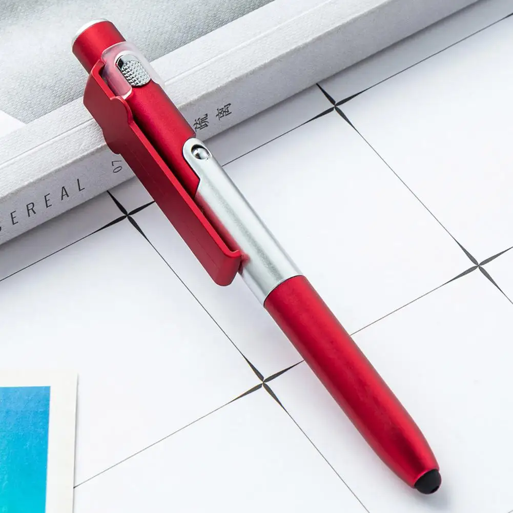 Fine Point Ballpoint Pen Ballpoint Pen Refillable Versatile 4-in-1 Ballpoint Pen with Stylus Led Light Phone Stand for Office