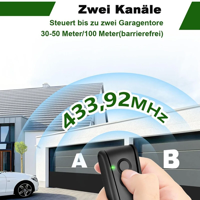 2Pcs 433.92Mhz Remote Control For Garage Door Opener, 2 Channels Handheld Transmitter For Hormann Ecostar RSC2, RSE2