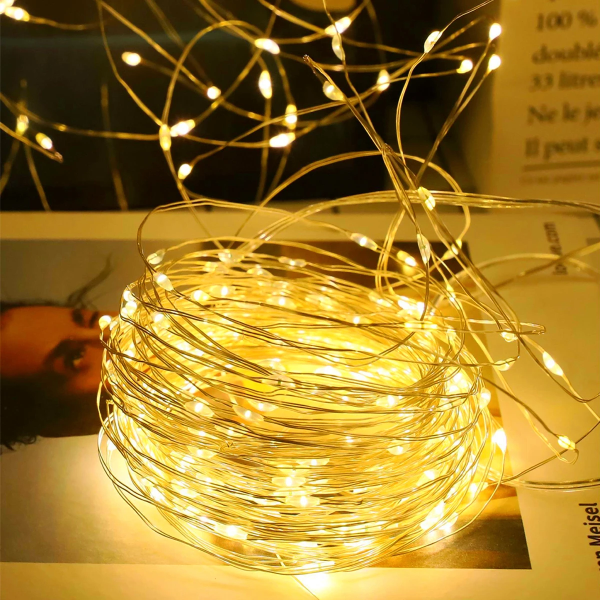 Solar Holiday Christmas LED String Lights Waterproof 8 Modes Fairy Lights for Garden Camping Path Garland Decor,WarmWhite/RGB