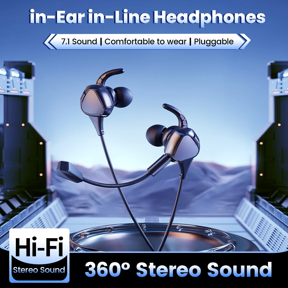 سماعات أذن أصلية هاي فاي مع صوت ستيريو 7.1 من النوع C/3.5 ملم جاك ألعاب الألعاب لهاتف سامسونج وشاومي وهواوي #1