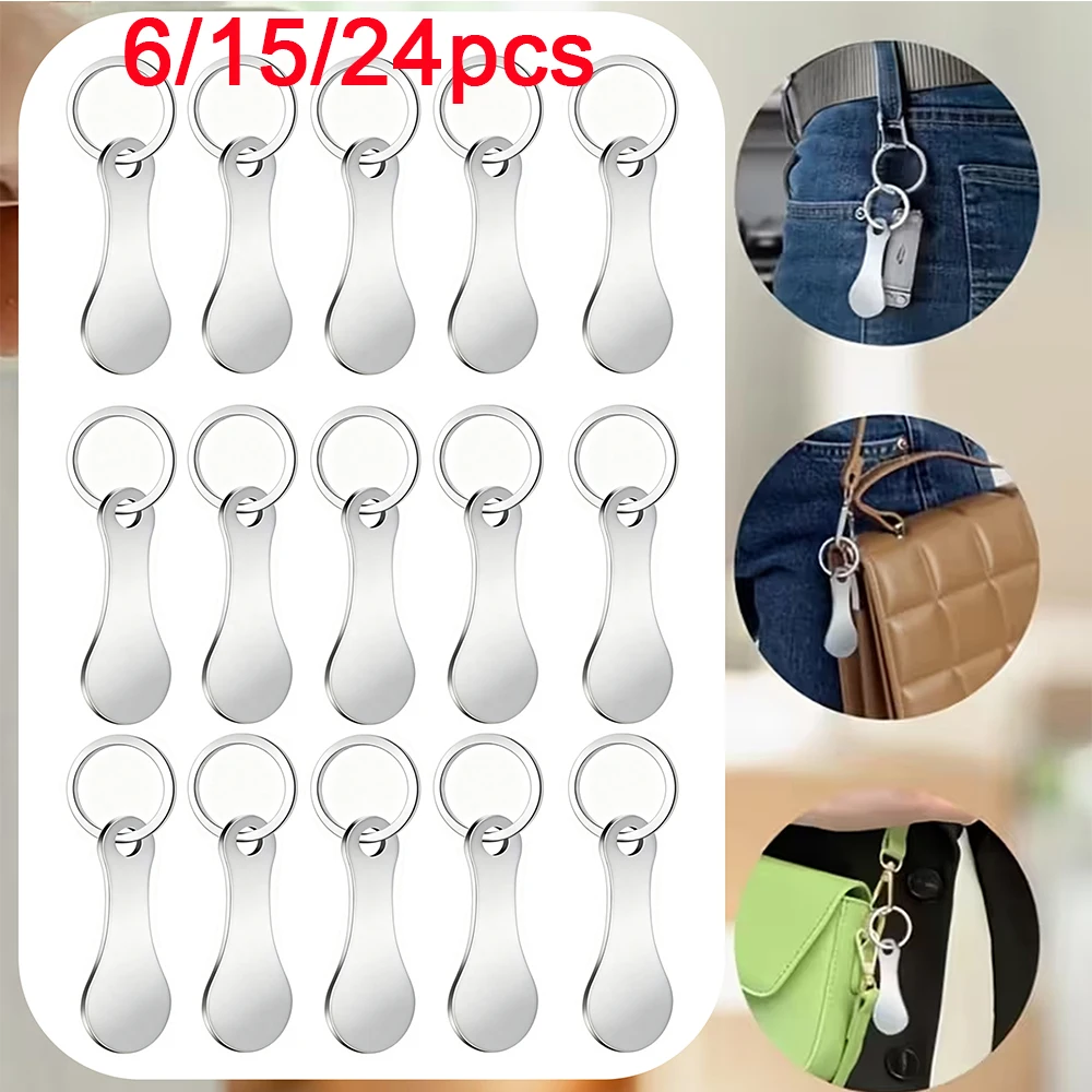 6/15/24pcs Metal Shopping Cart Tokens Trolley Token Key Ring Decorative Keychain Multipurpose Shopping Portable For Home Outdoor