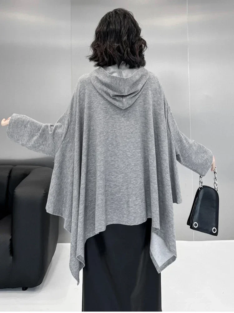 XITAO Hooded Batwing Sleeve Women Sweatershirt Solid Color Loose Irregular Pocket Casual Pullover Female Sweatershirt ZYY1025