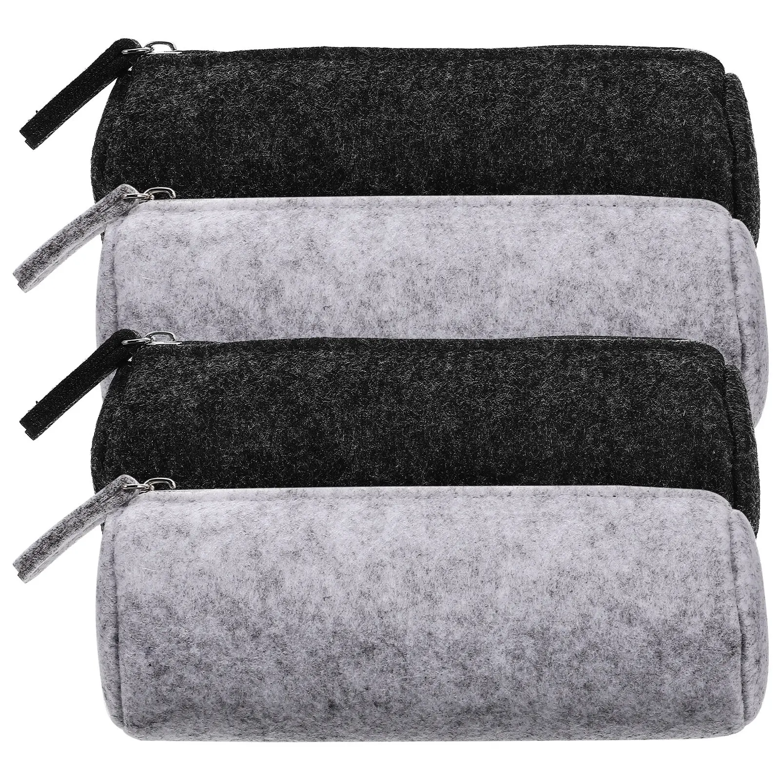 4Pcs Compact Zipper Pencil Bag Lightweight Wear-Resistant Felt Stationery Organizer for Students School Office Travel Portable