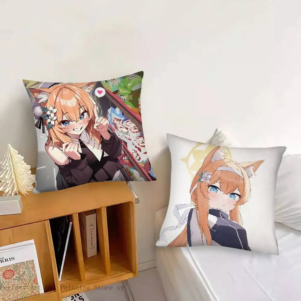 Mari Anime Game B-Blue Archive Pillow Case Fashion Square Pillowcase Bedroom Sofa Room Ins Decoration Leisure