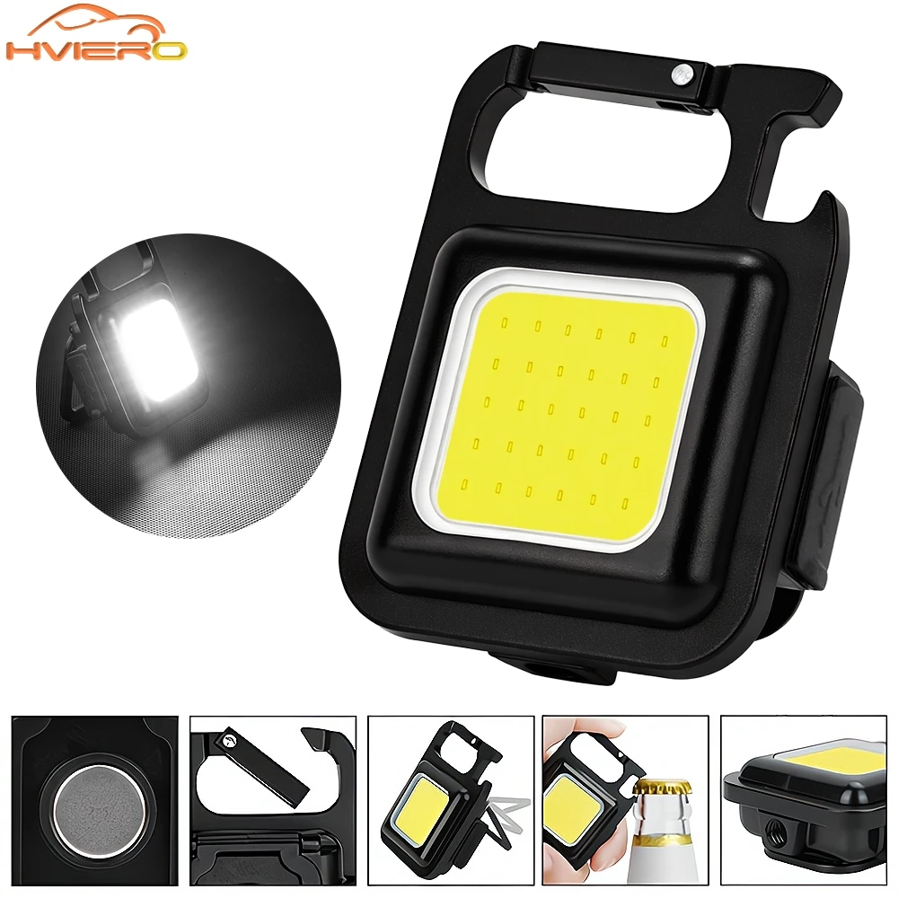 

Портативный брелок-светильник, мини-многофункциональный фонарик для кемпинга, USB перезаряжаемый рабочий светодиодный яркий COB карманный фонарь с зажимом, 1-10 шт.