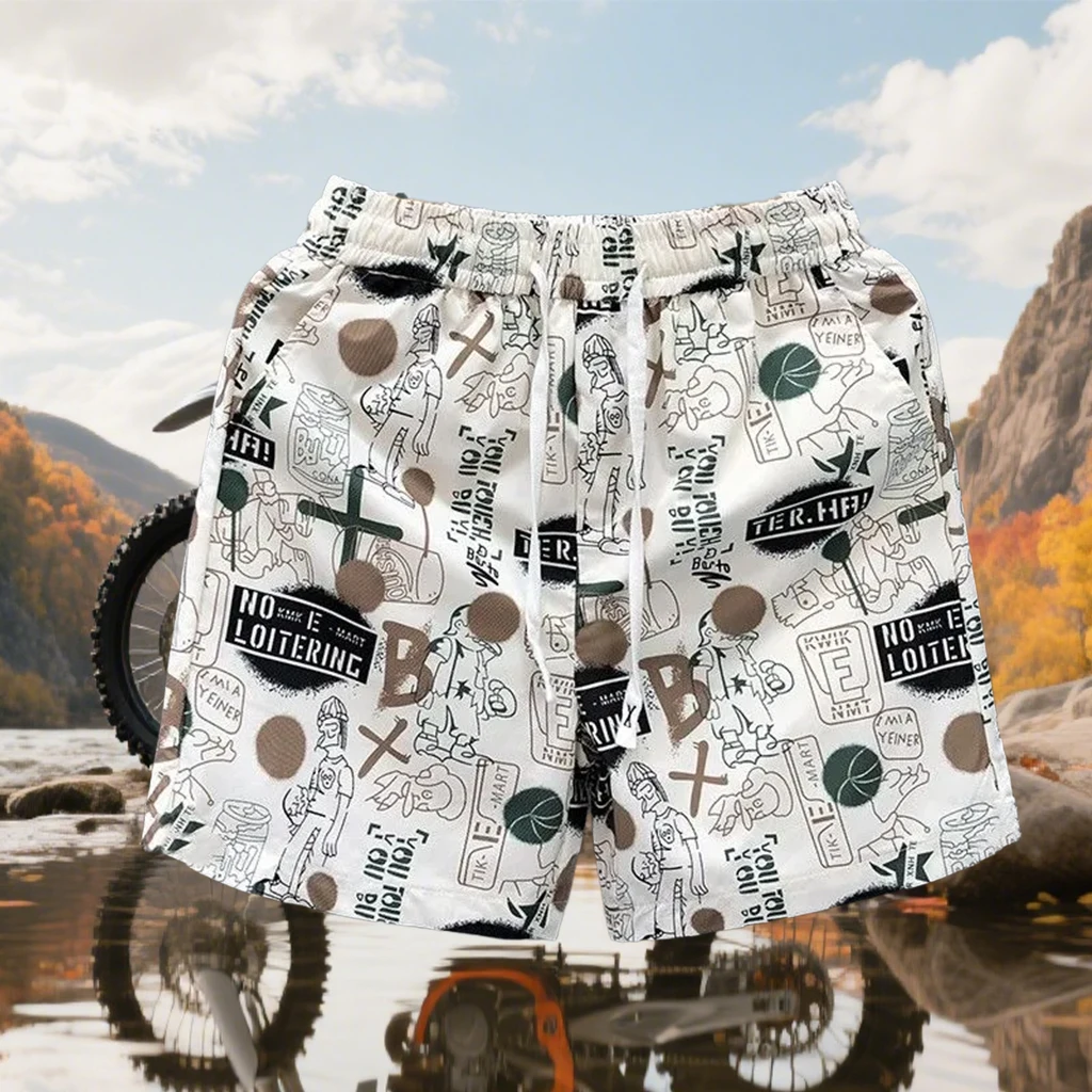 

Motorcycle Bicycle Off-road Riding Short Sleeved Fashion Five Point Beach Pants Wide Speed Drying Breathable Casual Loose Shorts