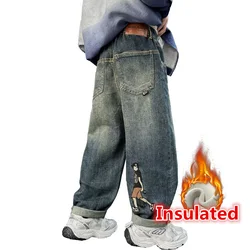 Big Boy Winter Insulated Jeans For Kids Trousers Children's Clothing School Boy's Child Warm Clothes Teenager New Lined Jeans