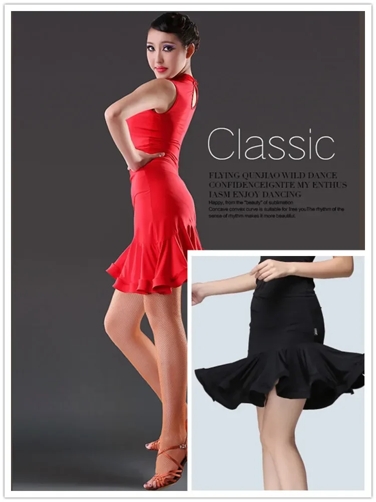 2024 Latin Dance Rok Vrouwen Podiumtraining Onregelmatige Rok Lady Rumba Samba Tango Cha Ballroom Dance Jurk