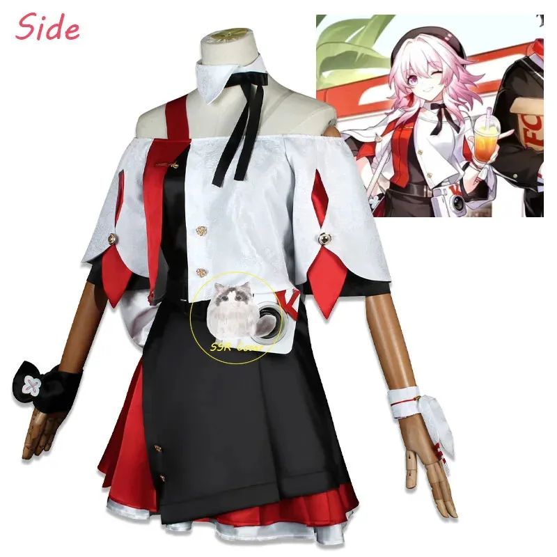 7 مارس تأثيري KFC المشارك العلامة التجارية تأثيري حلي هونكاي ستار السكك الحديدية كرنفال الزي الرسمي فستان شعر مستعار أنيمي هالوين ازياء الرجال لعبة