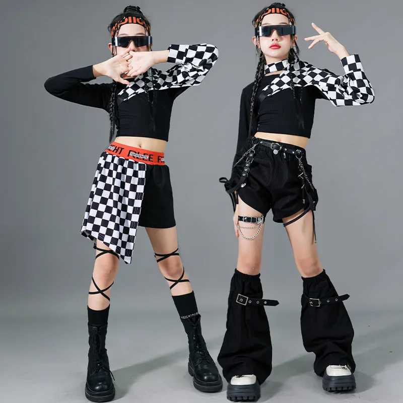 

Костюм для джазового танца для девочек, модный костюм для подиума в стиле хип-хоп для девочек, комплект черлидинга, детский костюм для уличных танцев