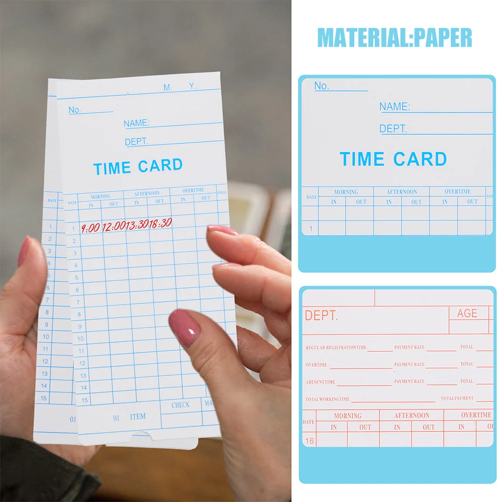 100Pcs Employee Time Sheets Attendance Recorder Cards Universal Microcomputer Time Management for Workplace Tracking