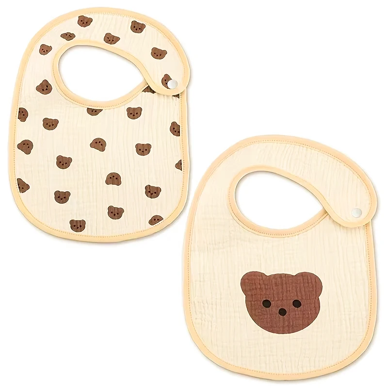 2-Pack Baby Cotton Gauze Bibs, Waterproof with Print 6