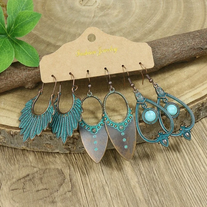 New Earring Set Female Retro Holiday Style Large Circle Earrings Boho Jewelry Pendientes Bohemian Fashion Tassel Accessories