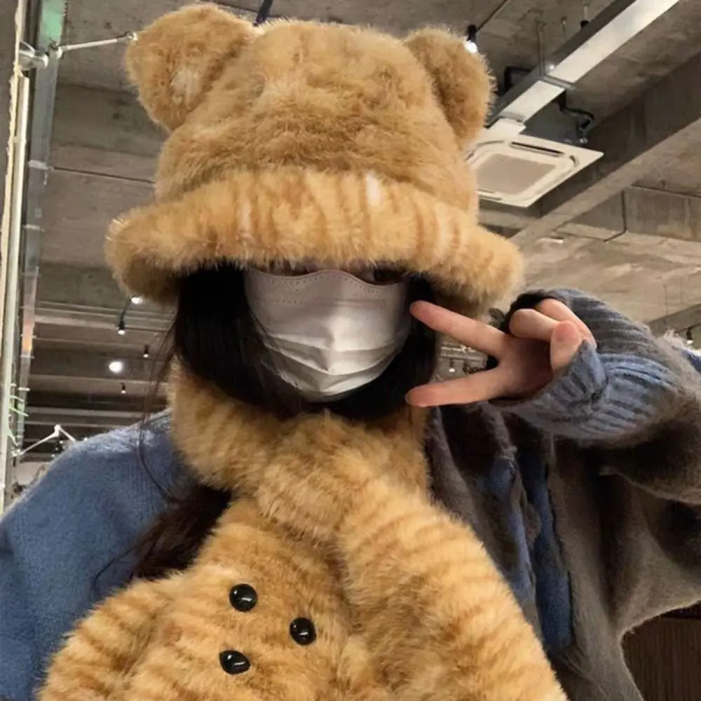 Fashion Soft Warm Kitty Earmuff Scarf Harajuku Leopard Y2K Earmuff Scarf Subculture Cute Winter Plush Earflap Cycling