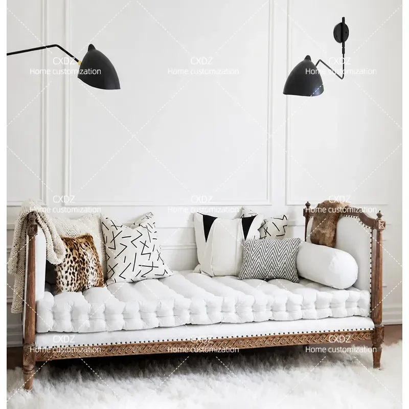 Solid Wood Sofa Bed Side Stool Living Room Shoe Changing Bench Light Luxury Recliner Chair for Bedroom and Guest House Use