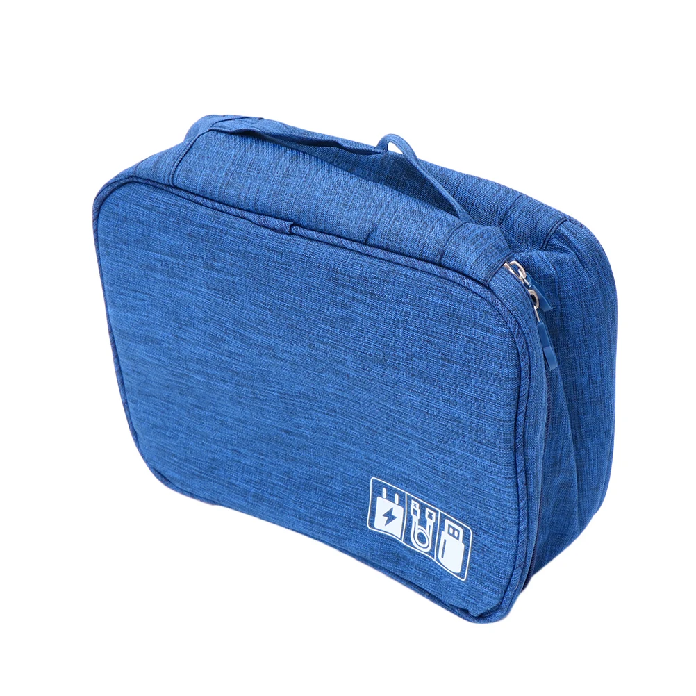 

Data Cable Storage Organizer Travel Pouch Blue Lightweight Portable Cable Case For Powerbanks Earphones USB Data