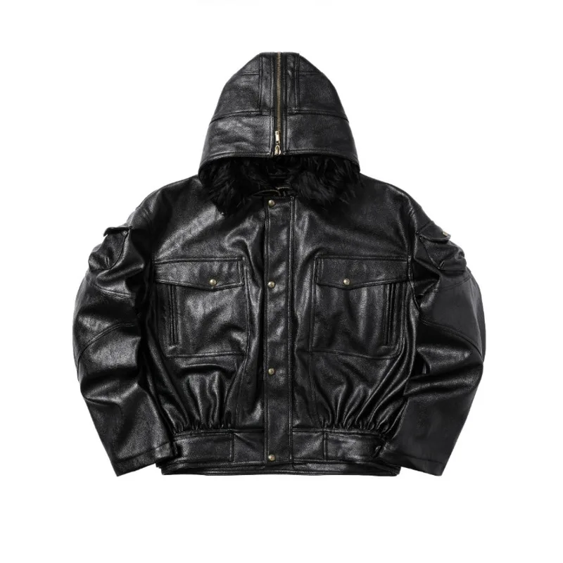 HKSH Autumn Winter New Men Tide Punk Dark Oil Wax Pattern Detachable Hunting Jacket Parka Coats Techwear Waste Land Chic HK17704