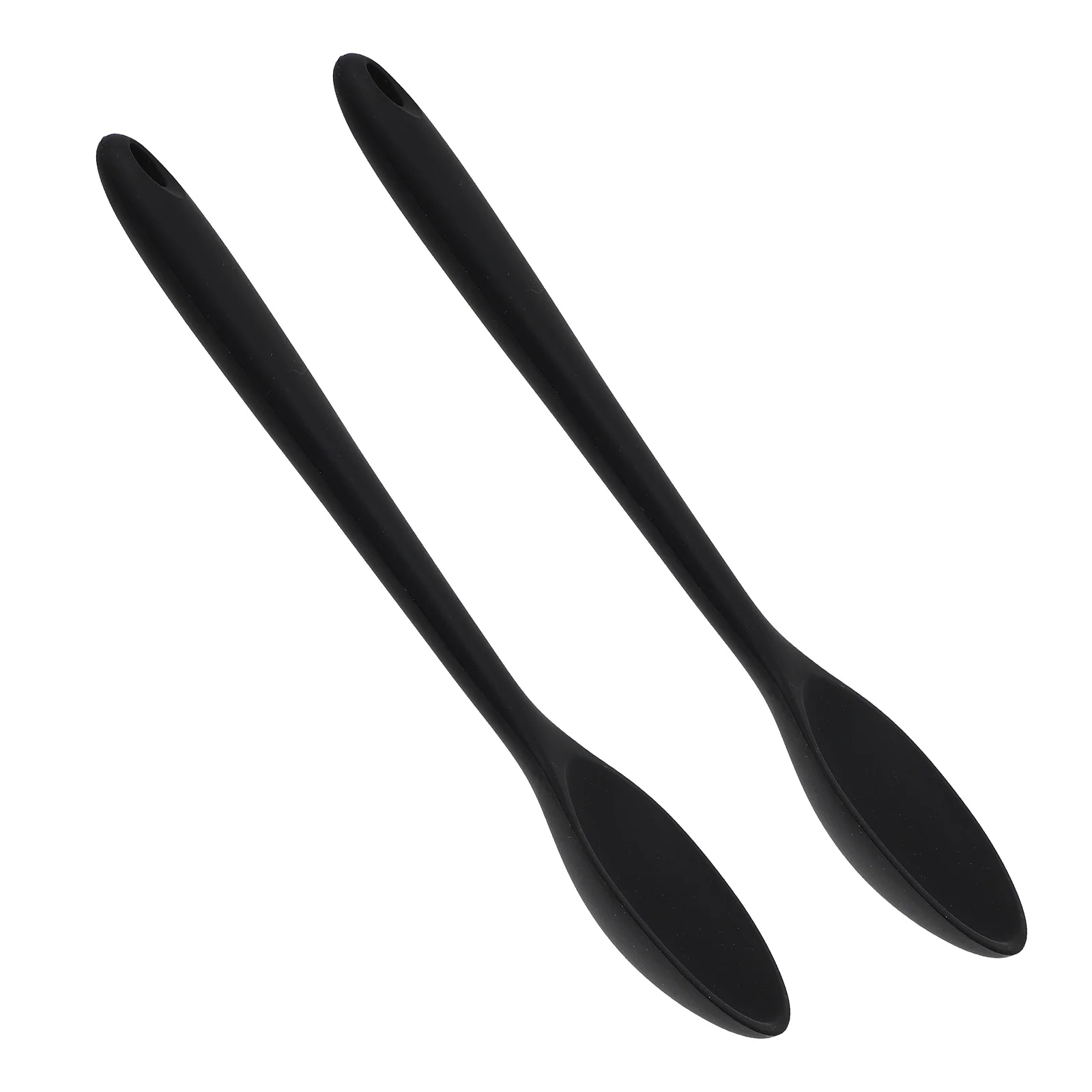 

2 Pcs Serving Utensils Silicone Spoon Multipurpose Spoons Kitchen Supplies Salad Coffee Cooking Tools Black Child