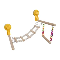 Suction Cup Wood Parrot Stand Hanging Bird Toy Window Shower Perch Toy for Budgie Bluebirds Hummingbird Bird Supplies