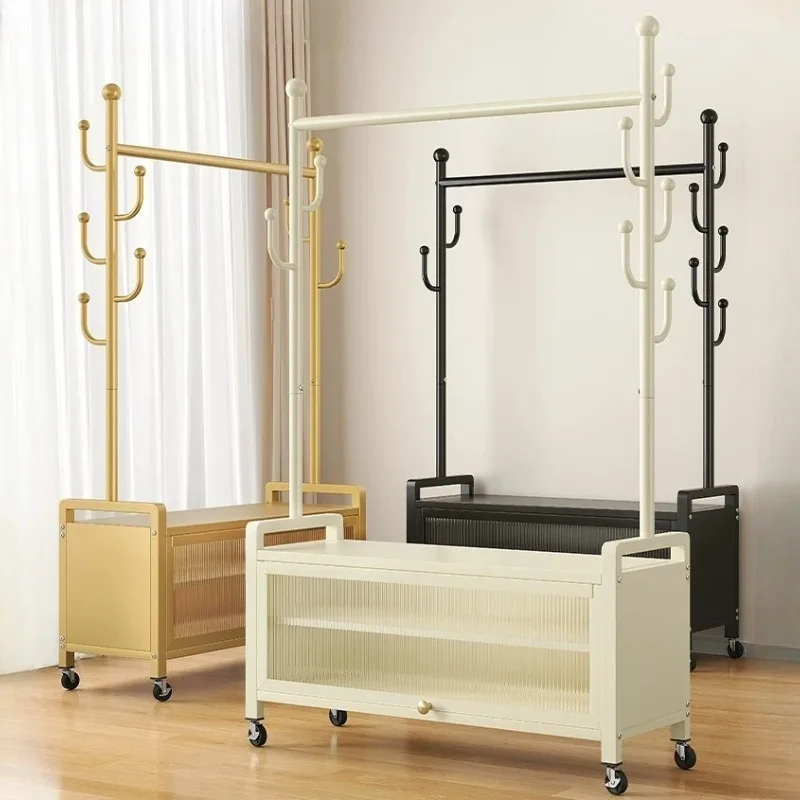 Storage Hallway Clothes Stand Hat Garment Jacket Wheel Shelves Coat Rack Space Saving Corner Colgadores De Ropa Home Furniture
