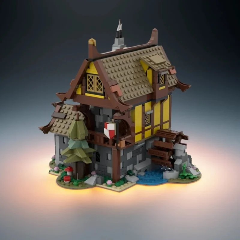 

997PCS MOC Medieval Castle Watermill Model Custom Building Blocks DIY Creative Ideas Assembly Display Gift Decoration Home Set