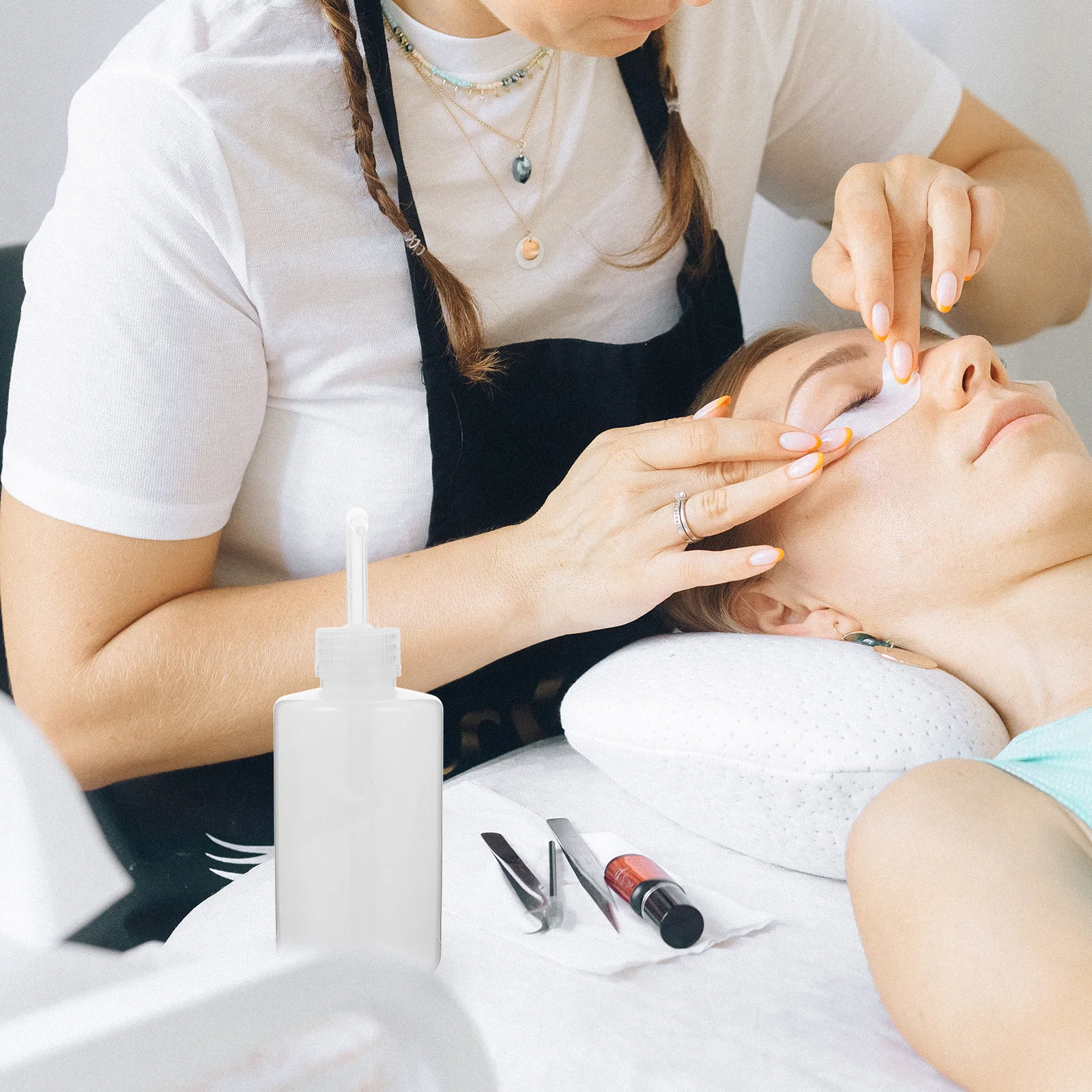 3 قطع من زجاجات الضغط البلاستيكية المقاومة للتسرب، تصميم منحني سهل الضغط، زجاجة غسيل فارغة، تنظيف دقيق للوشم