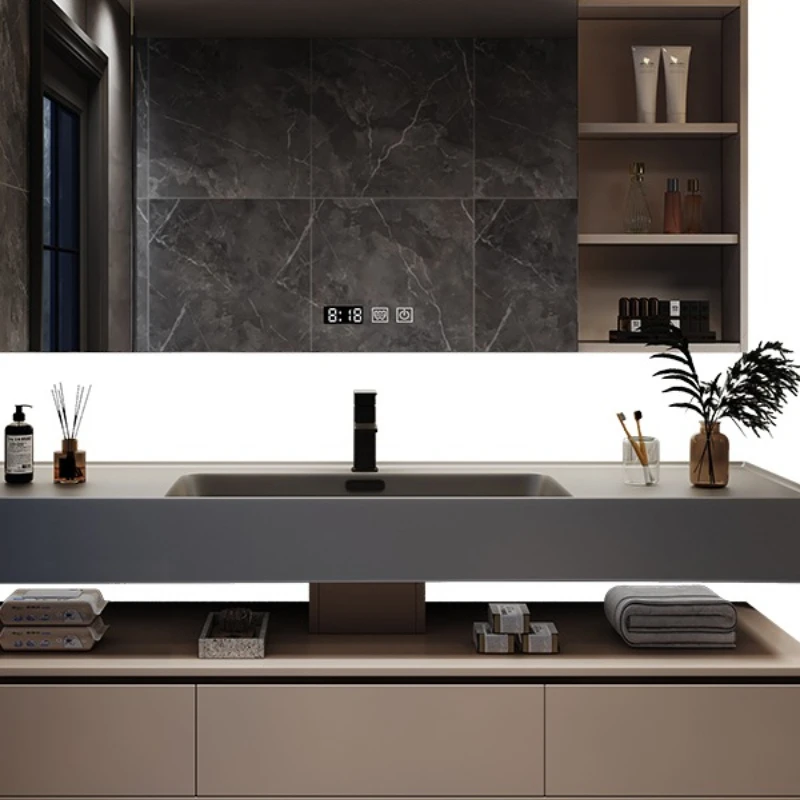 

Современный утолщенный сотовый алюминиевый шкаф для ванной комнаты, комбинированный двухслойный умный зеркальный шкаф в гостиничном стиле, раковина, раковина