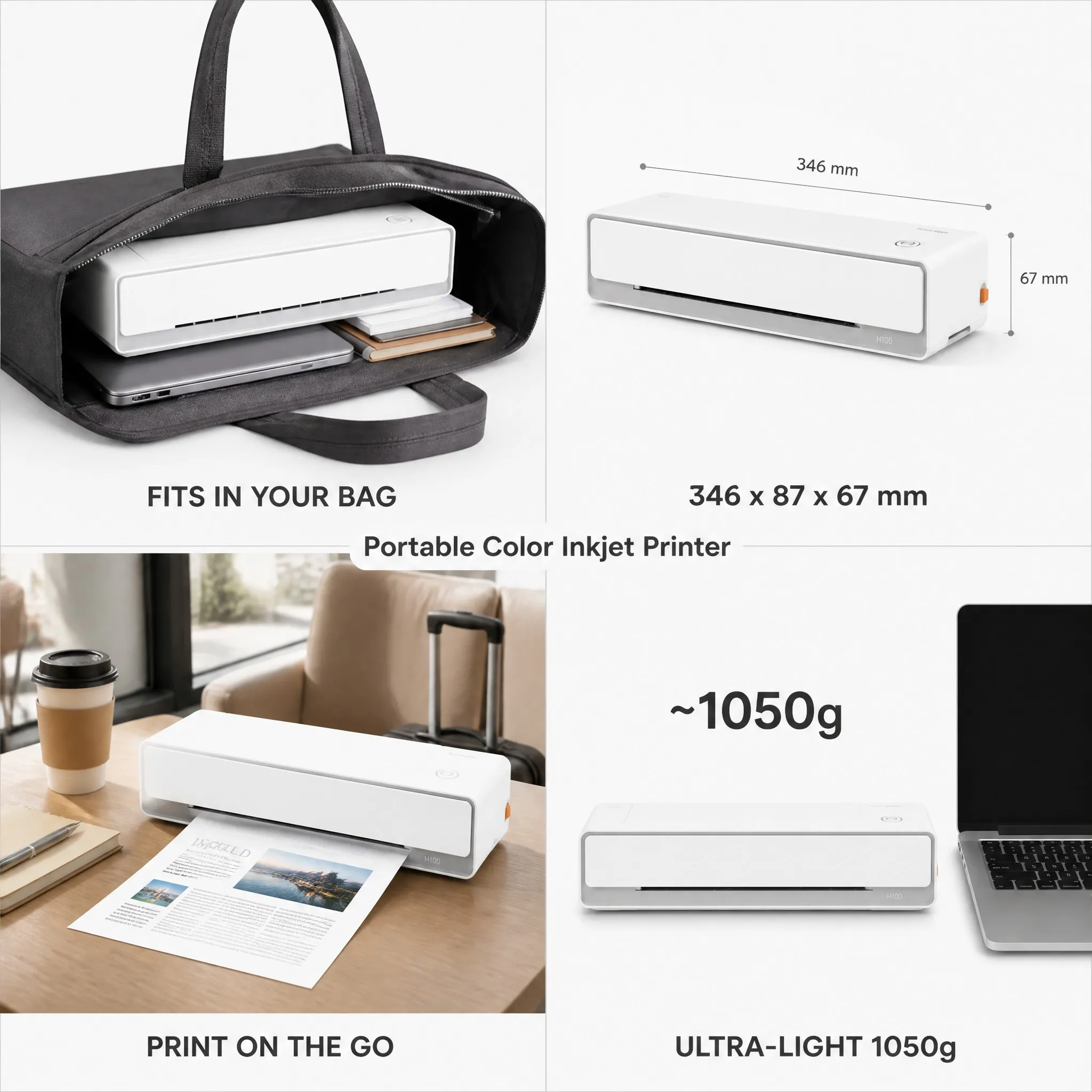 STROVAN Multi-Language Portable A4 Wireless Printer Backpack Size Inkless for Mobile Office Freelance