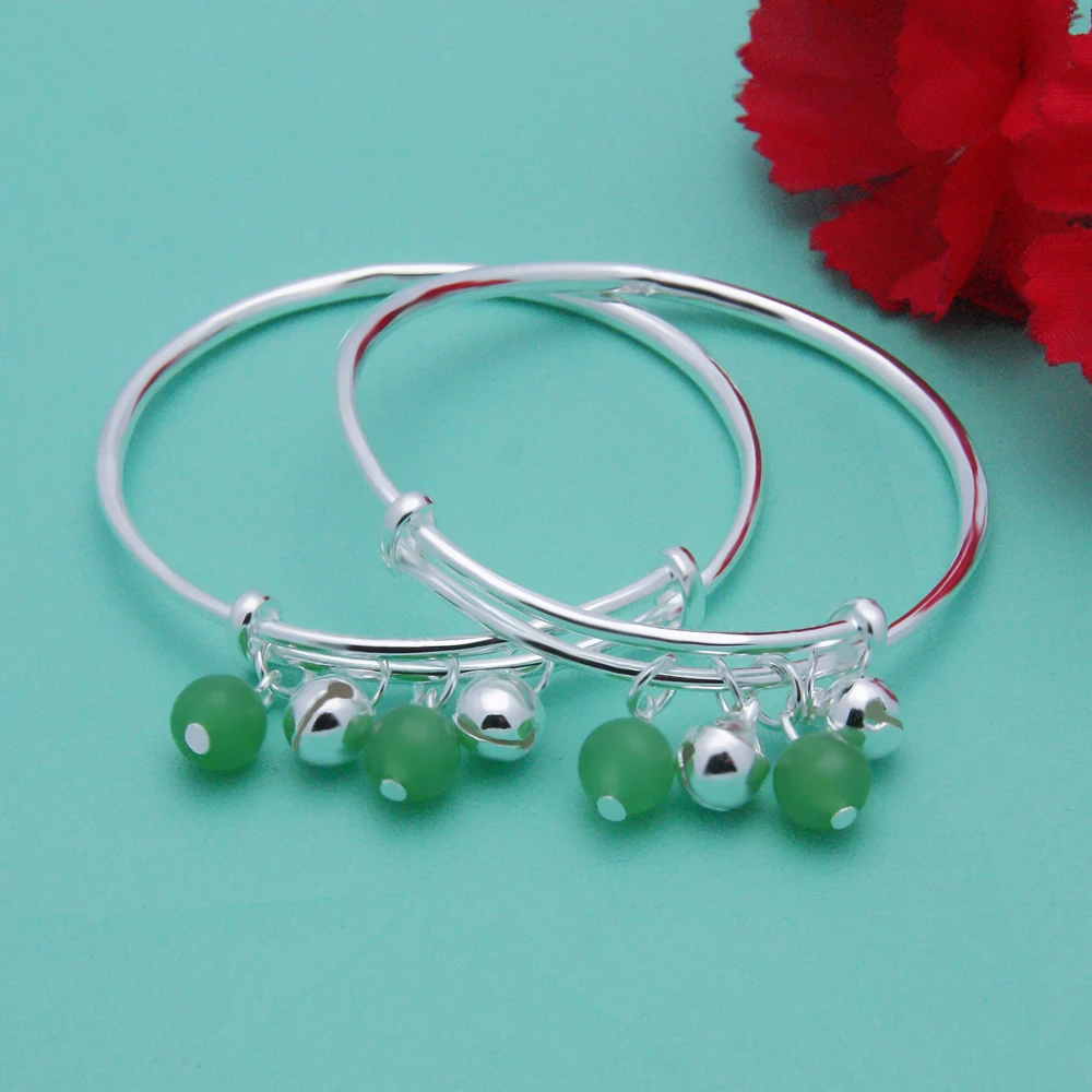 

Регулируемый твердый браслет-колокольчик из стерлингового серебра 925 пробы с подвесками на удачу, ювелирные изделия для безопасности детей, подарок для новорожденных, детский браслет-манжета