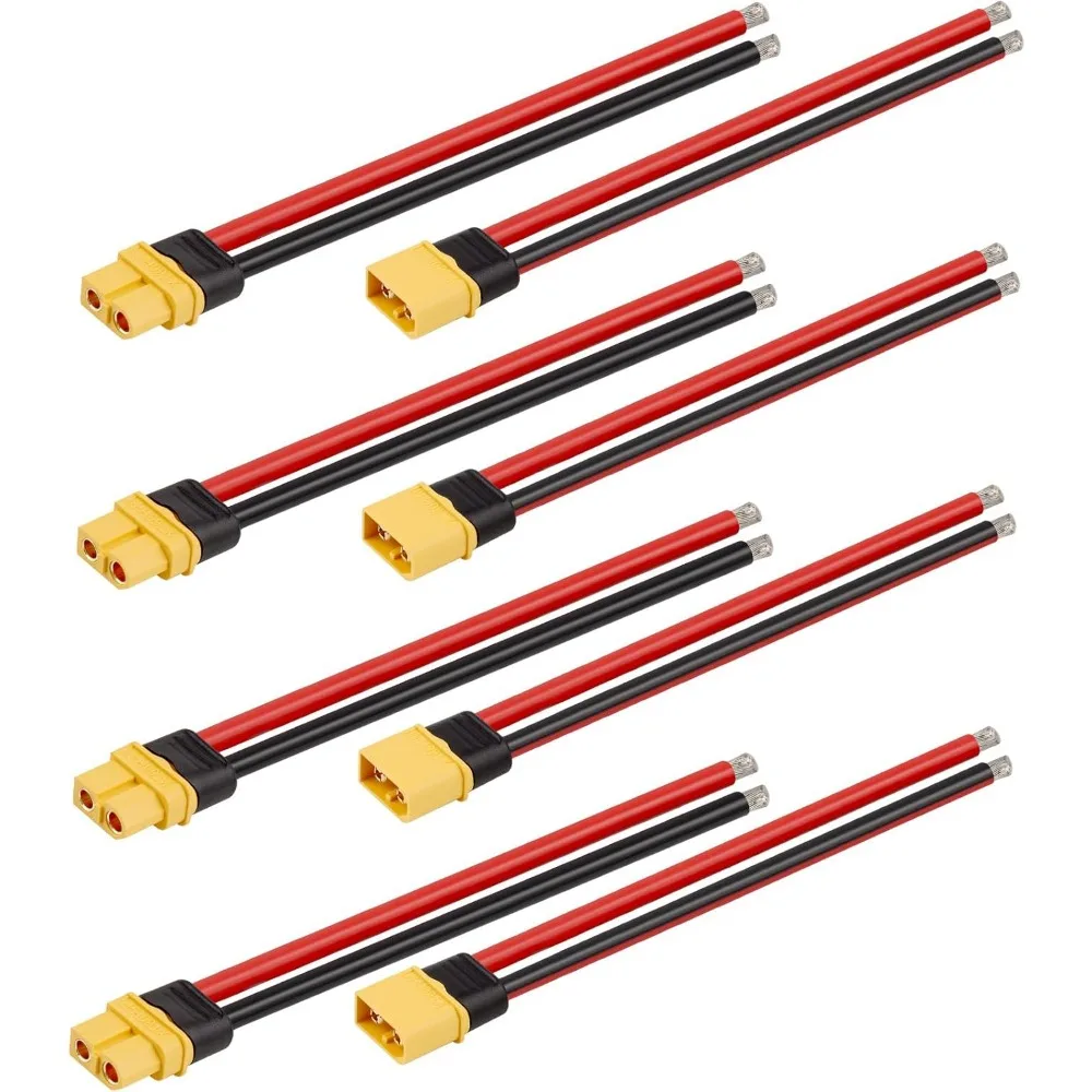 

4 Pairs XT60 Female Male Connector with 150mm 10AWG Wire for RC Lipo Battery FPV Racing Drone