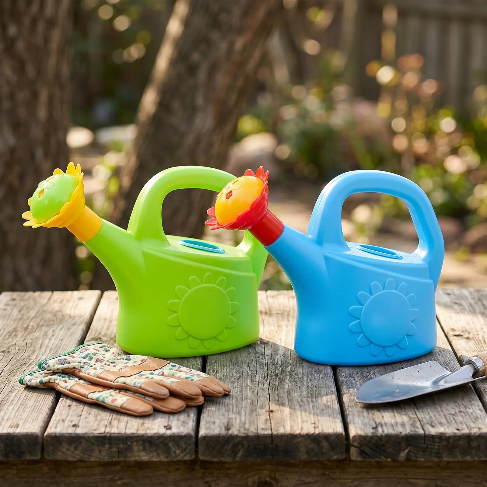 2Pcs Plastic Small Chicken Watering Cans Kids Watering Kettle Easy Grip Large Opening Children Gardening Bath Water Play