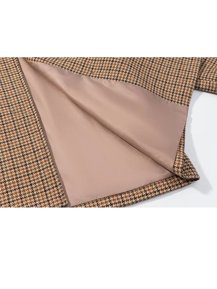 

HH Women 2025 Fashion Versatile Trendy Houndstooth Short Jacket Female Casual High Street Style Stand Collar Long Sleeve Outwear