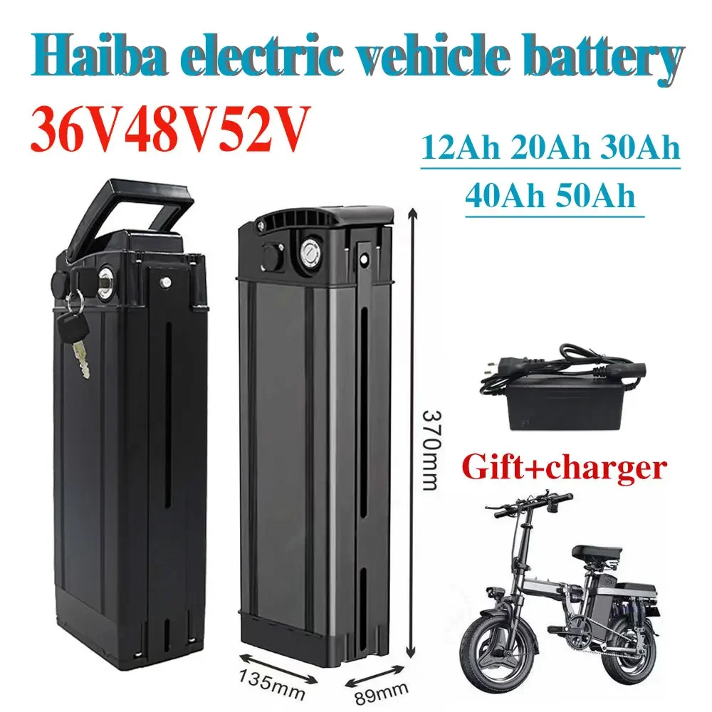 Foldable Bicycle Battery 36V 48V 52v Low Discharge 20000mAh 18650 Lithium Battery 12Ah 60Ah Pack For Electronic Car Replacement