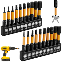 20Pcs Impact Hex Head Allen Wrench Drill Bit 1/4in Screwdriver S2 Steel Screw Driver Extension Adapter Security Magnetic Tips