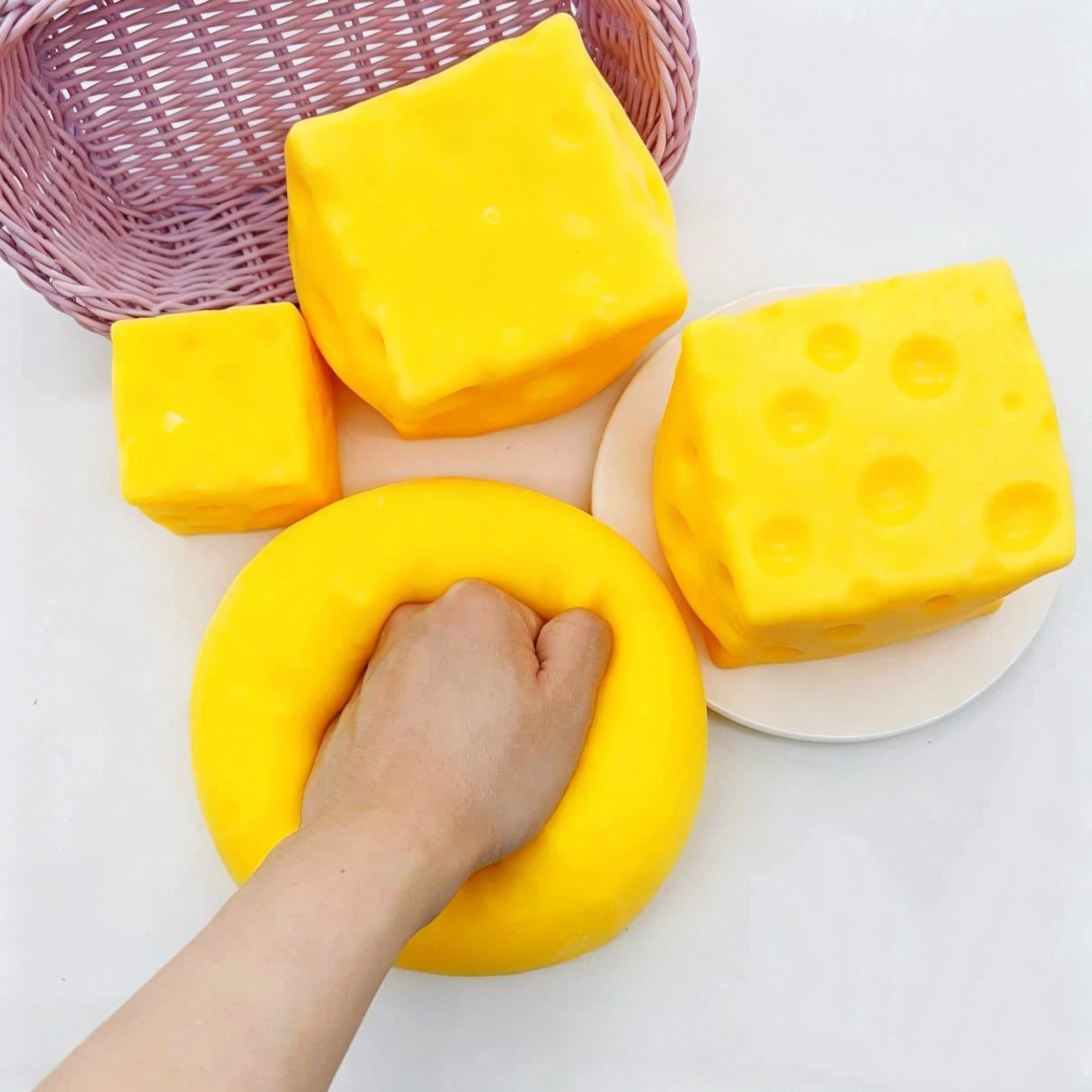 5/7/11Cm Giant Cheese Squeeze Toy Funny Fidget Squeeze Toy Ultra Soft Texture Excellent Slow Rebound Shapeable Restorable
