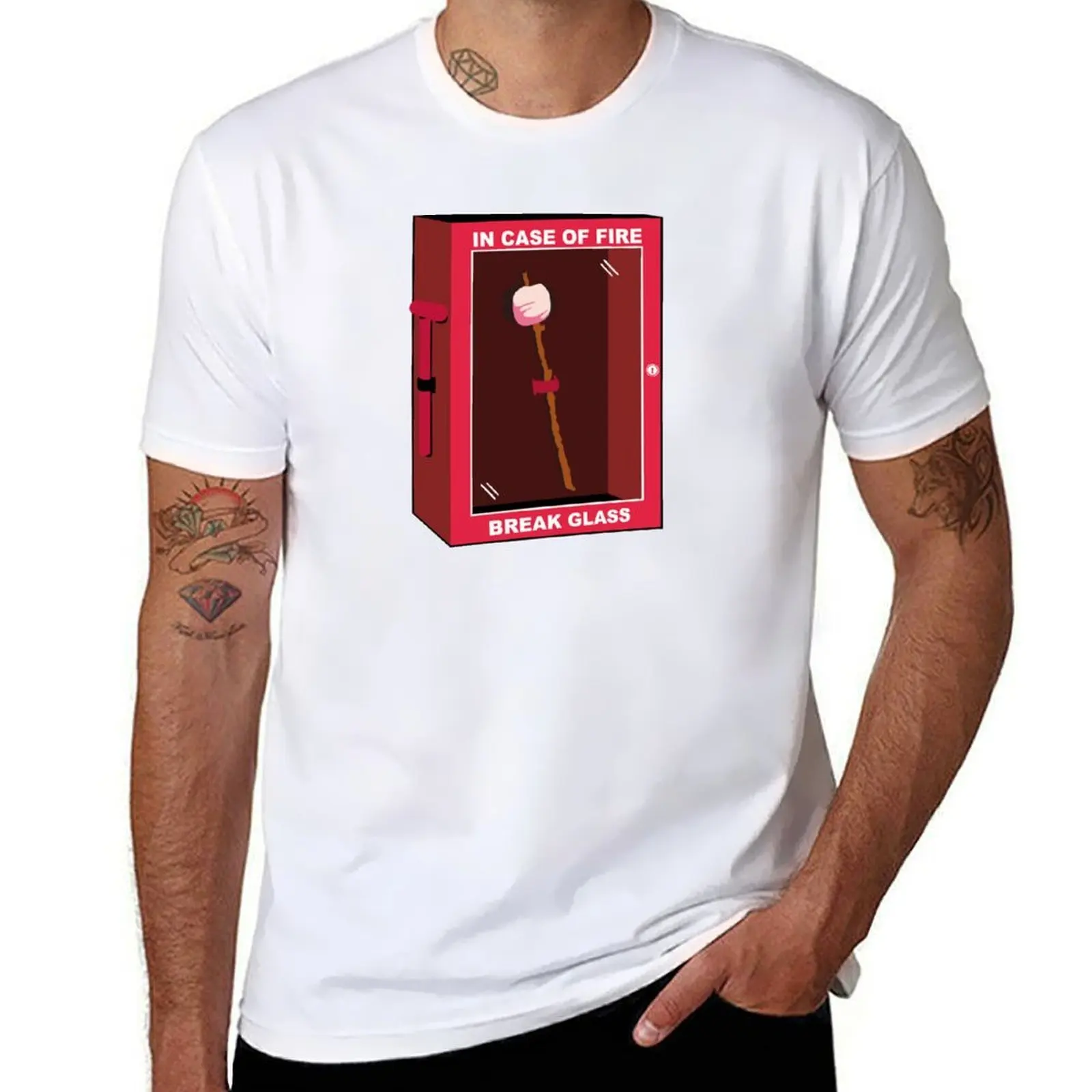 

Marshmallow - In case of fire break glass T-Shirt cotton t shirt pack man t shirt cotton high quality T-Shirt