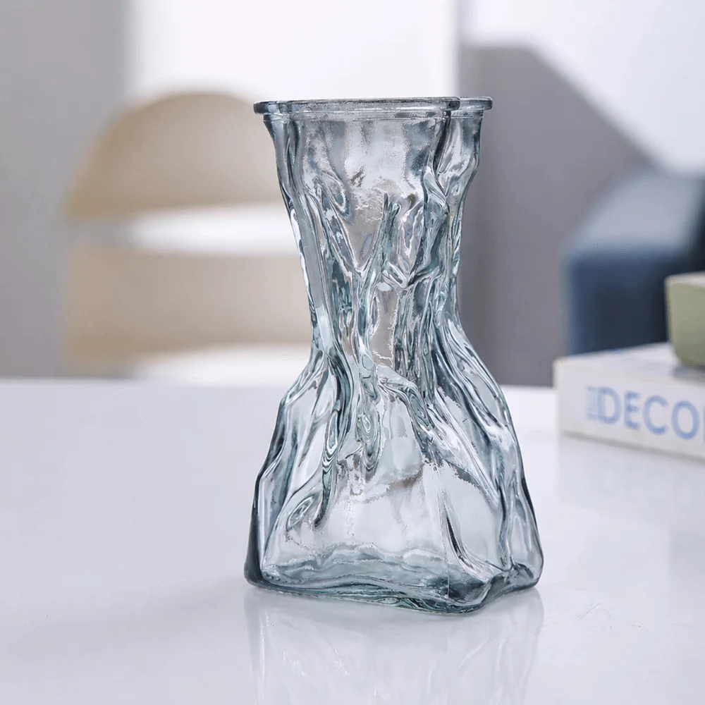 Modern Hydroponic Art Glass Flower Vase Creative Shape Centerpieces Transparent Irregular Vase Plant Bottle Wedding