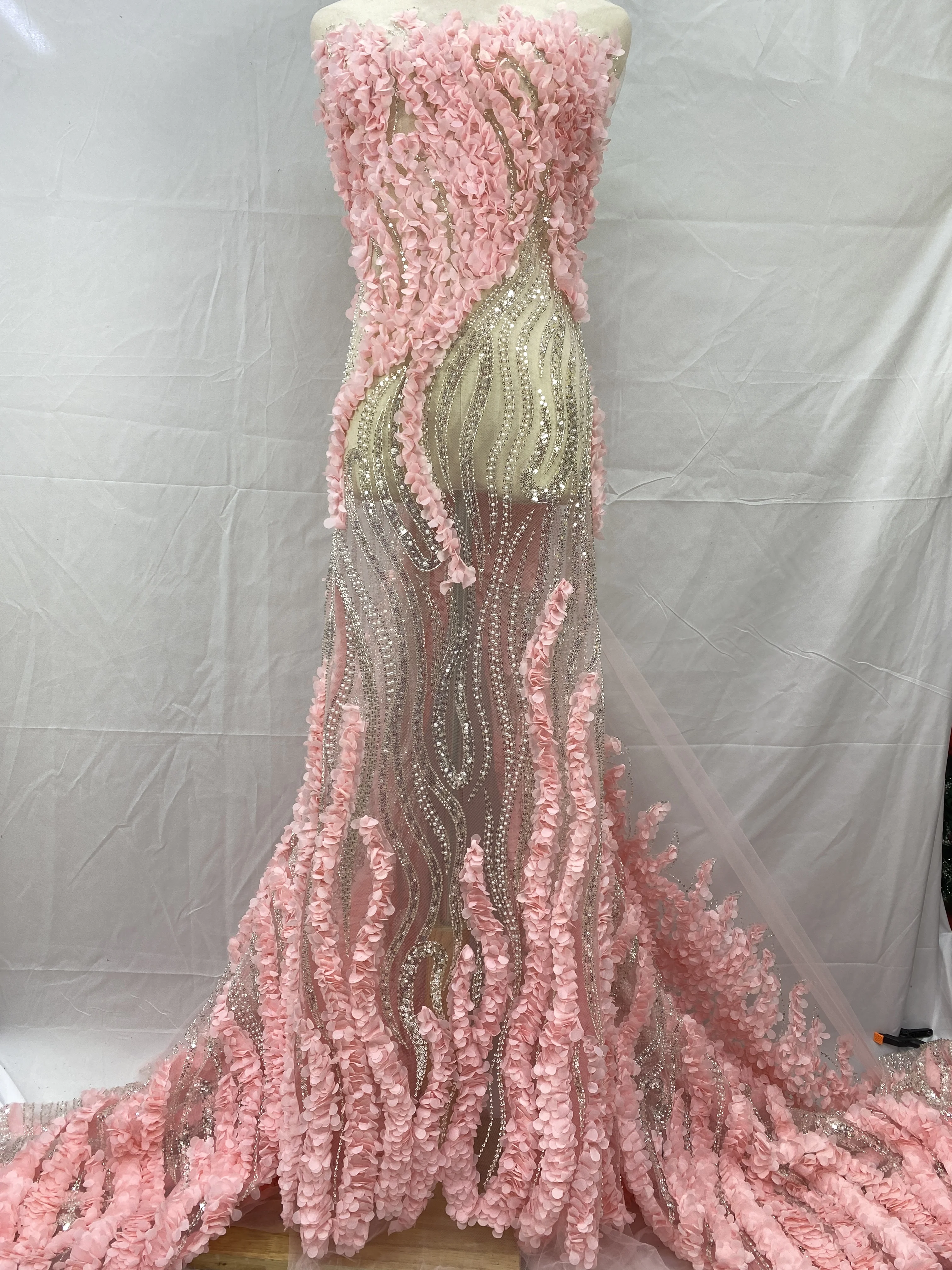 

Розовая африканская кружевная ткань 2021, блестки, бисер, вышивка, жених, нигерийская свадебная ткань высокого качества, французский тюль, кружевная ткань для свадьбы