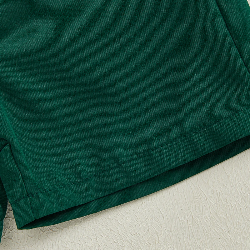 Weihnachtsset für kleine Jungen, Weihnachtsmann, Knopfleiste, kurze Ärmel, Reverskragen, Tops, Shorts, Outfit – Detail 7
