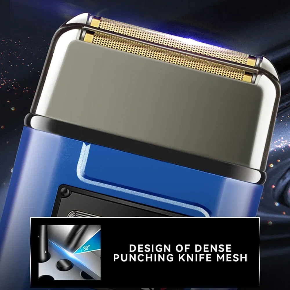 Kemei-barbeador elétrico para homens, barbeador de folha dupla, cabeça careca, aparador de barba, impermeável IPX6, 8000RPM, precisão ultra próxima